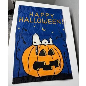 Peanuts Snoopy Halloween, Happy Halloween Flag / 18” X11.5” Inches
